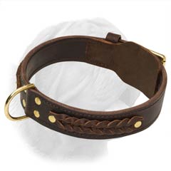 Strong and Comfortable Collar for Dogue de Bordeaux Breed Decorated with Braids