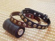Gorgeous Wide Leather Dog Collar With Doted Circles