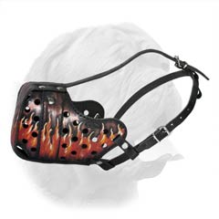 Hand-painted flames black leather muzzle