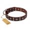 "Pirate Treasure" FDT Artisan Exciting Brown Leather Dogue de Bordeaux Collar with Studs