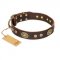 "One-of-a-Kind" FDT Artisan Handmade Decorated Brown Leather Dogue de Bordeaux Collar