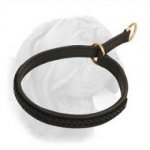 Strong Dogue de Bordeaux Leather Choke Collar with Hand Braiding and Stitching