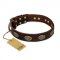 "Chocolate kiss" FDT Artisan Leather Dogue de Bordeaux Collar with Old Bronze Look Oval Plates
