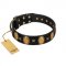 "Doggie Woggie" Designer Handmade FDT Artisan Black Leather Dogue de Bordeaux Collar with Ovals and Studs