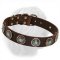 Exquisite Design Wide Leather Collar with Turquoise Color Stones Decoration