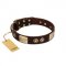 "Sense of Freedom" FDT Artisan Brown Leather Dogue de Bordeaux Collar with Old Bronze-Plated Studs and Plates