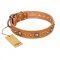 "Feast of Luxury" FDT Artisan Tan Leather Dogue de Bordeaux Collar with Old Bronze Look Circles