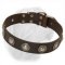 Exquisite Wide Leather Collar with Silver Conchos for Dogue de Bordeaux
