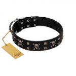 "Black Jack" Stylish Handmade FDT Artisan Black Leather Dogue de Bordeaux Collar