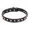 Leather Dogue de Bordeaux Collar with Shiny Nickel Plated Stars and Pyramids