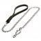 Quality dog leash with leather handle and Herm Sprenger chain and snap hook