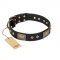 "Jewel Passion" FDT Artisan Fashionable Black Leather Dogue de Bordeaux Collar