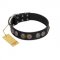 "Mister Exclusive" Designer FDT Artisan Black Leather Dogue de Bordeaux Collar with Medallions