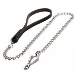 Quality dog leash with leather handle and Herm Sprenger chain and snap hook