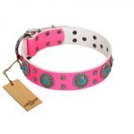 "Pink Delight" FDT Artisan Pink Leather Dogue de Bordeaux Collar for Everyday Walking