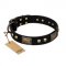 "Biker Style" FDT Artisan Black Leather Dogue de Bordeaux Collar with Old Bronze Look Plates and Skulls