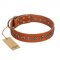 "Star Trek" FDT Artisan Tan Leather Dogue de Bordeaux Collar Decorated with Stars