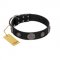 "Ad Infinitum" Durable FDT Artisan Black Leather Dogue de Bordeaux Collar with Chrome Plated Brooches