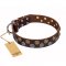 'Strong Shields' Deluxe FDT Artisan Leather Dogue De Bordeaux Collar - 1 1/2 inch (40 mm) wide