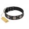 "Sun in Shining" Modern FDT Artisan Black Leather Dogue de Bordeaux Collar with Studs and Stars