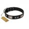 "Pitch Dark" FDT Artisan Black Leather Dogue de Bordeaux Collar with Stars and Plates