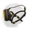 Open-Ended Nappa Padded Dogue de Bordeaux Leather Muzzle with Brass Studs Decoration