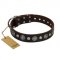 "Victory Ode" FDT Artisan Brown Leather Dogue de Bordeaux Collar with Silver-like Plated Decorations
