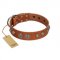 "Era Infinitum" FDT Artisan Tan Leather Dogue de Bordeaux Collar Adorned with Chrome-plated Circles