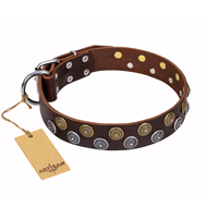 'Strong Shields' Deluxe FDT Artisan Leather Dogue De Bordeaux Collar - 1 1/2 inch (40 mm) wide