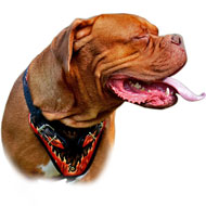 Heavy Duty Dogue de Bordeaux Breed Harness with Flames Painting