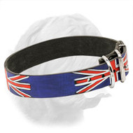 "Union Jack" Dogue de Bordeaux Handpainted Leather Collar