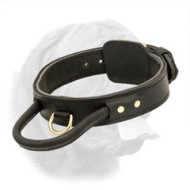 2 ply leather agitation dog collar with handle  2 ply leather agitation dog collar with handle
