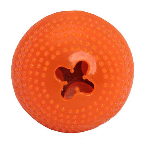 Dogue de Bordeaux rubber ball for treat dispensing