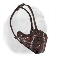 Barbed Wire Painted Heavy Duty Leather Muzzle