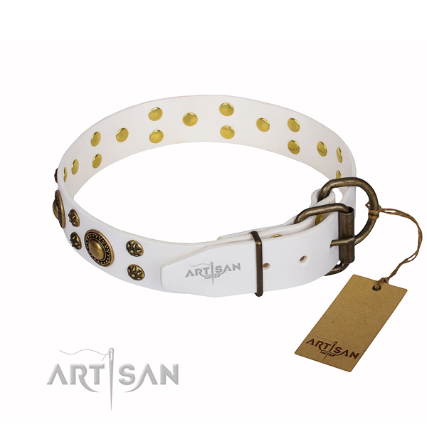Unique full grain leather dog collar for handy use
