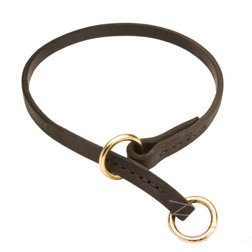 Durable leather dog choke collar