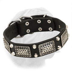 Full grain leather stylish collar