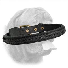 Training Dog Collar made of Two Ply Leather with Fur Protecting Buckle