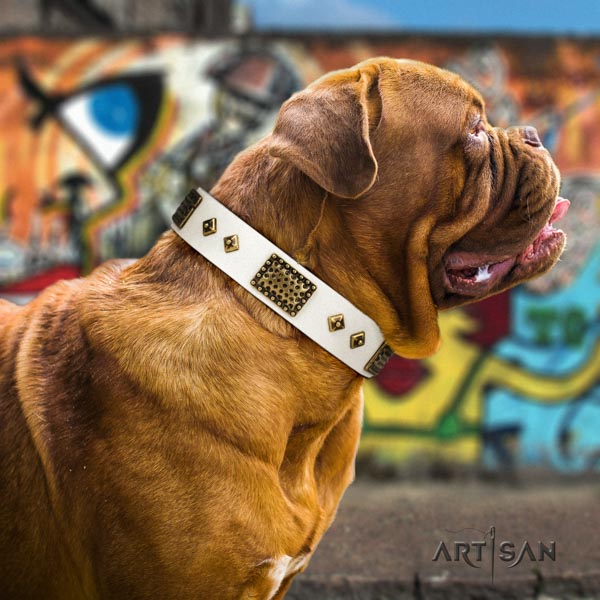 Dogue de Bordeaux significant full grain genuine leather collar for handy use