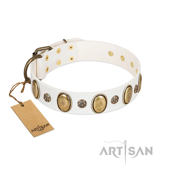 Daily use best quality natural genuine leather dog collar
