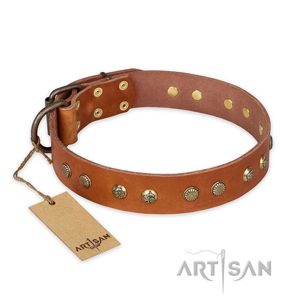 Best quality leather dog collar with durable D-ring