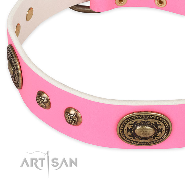 Unusual full grain natural leather collar for your lovely canine