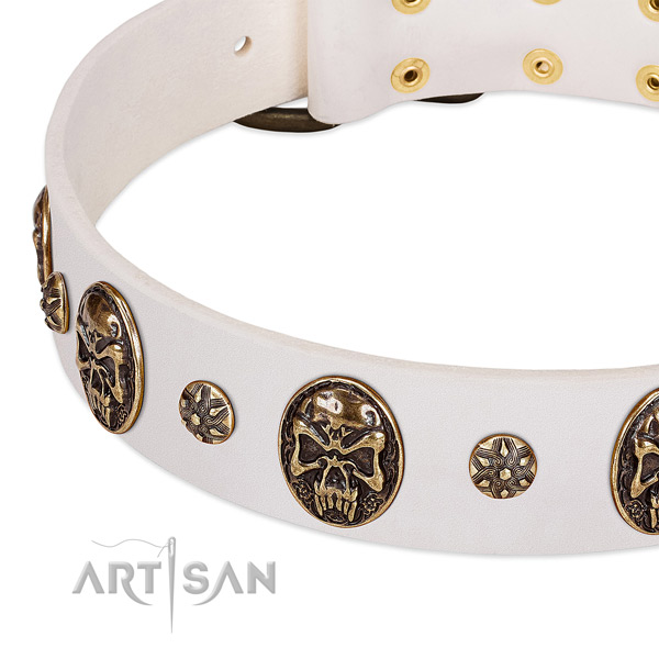 Reliable buckle on full grain genuine leather dog collar for your dog