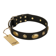 "Eye-Catcher" FDT Artisan Black Leather Dogue de Bordeaux Collar for Walking in Style