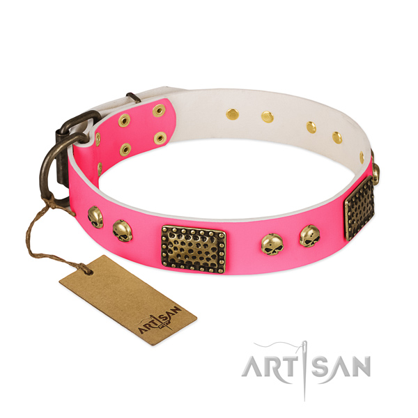 Easy adjustable leather dog collar for basic training your canine