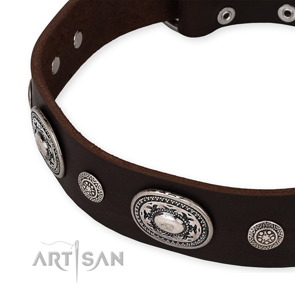 Soft to touch full grain genuine leather dog collar handcrafted for your attractive canine