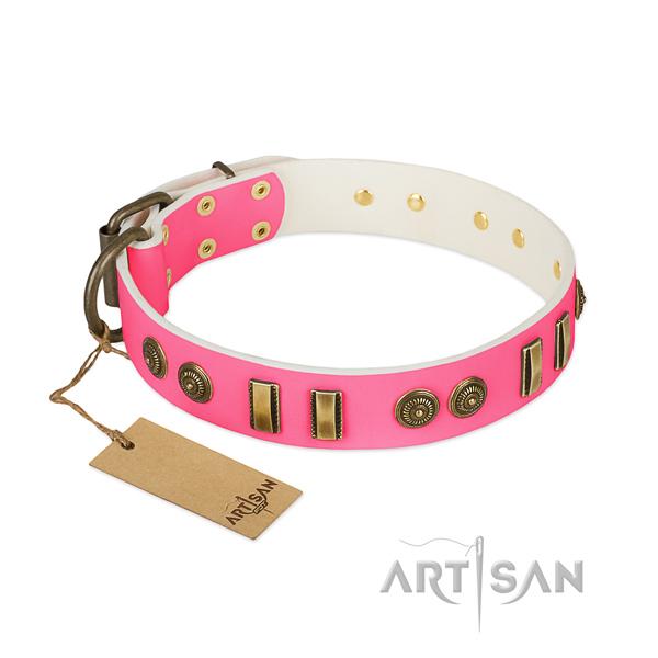 Easy to adjust full grain genuine leather collar for your doggie