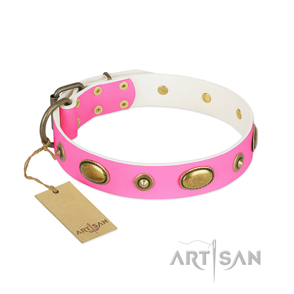 Adjustable full grain genuine leather collar for your canine