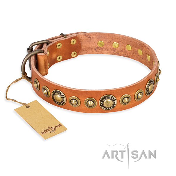 Gentle to touch full grain natural leather collar created for your four-legged friend