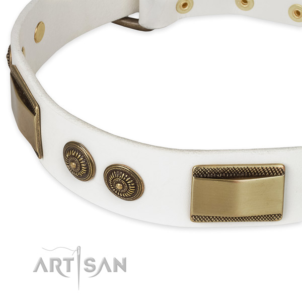 Durable buckle on full grain leather dog collar for your four-legged friend